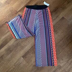 NWT Na Na U.S.A. blue, orange, black, white palazzo pants.  Size Medium